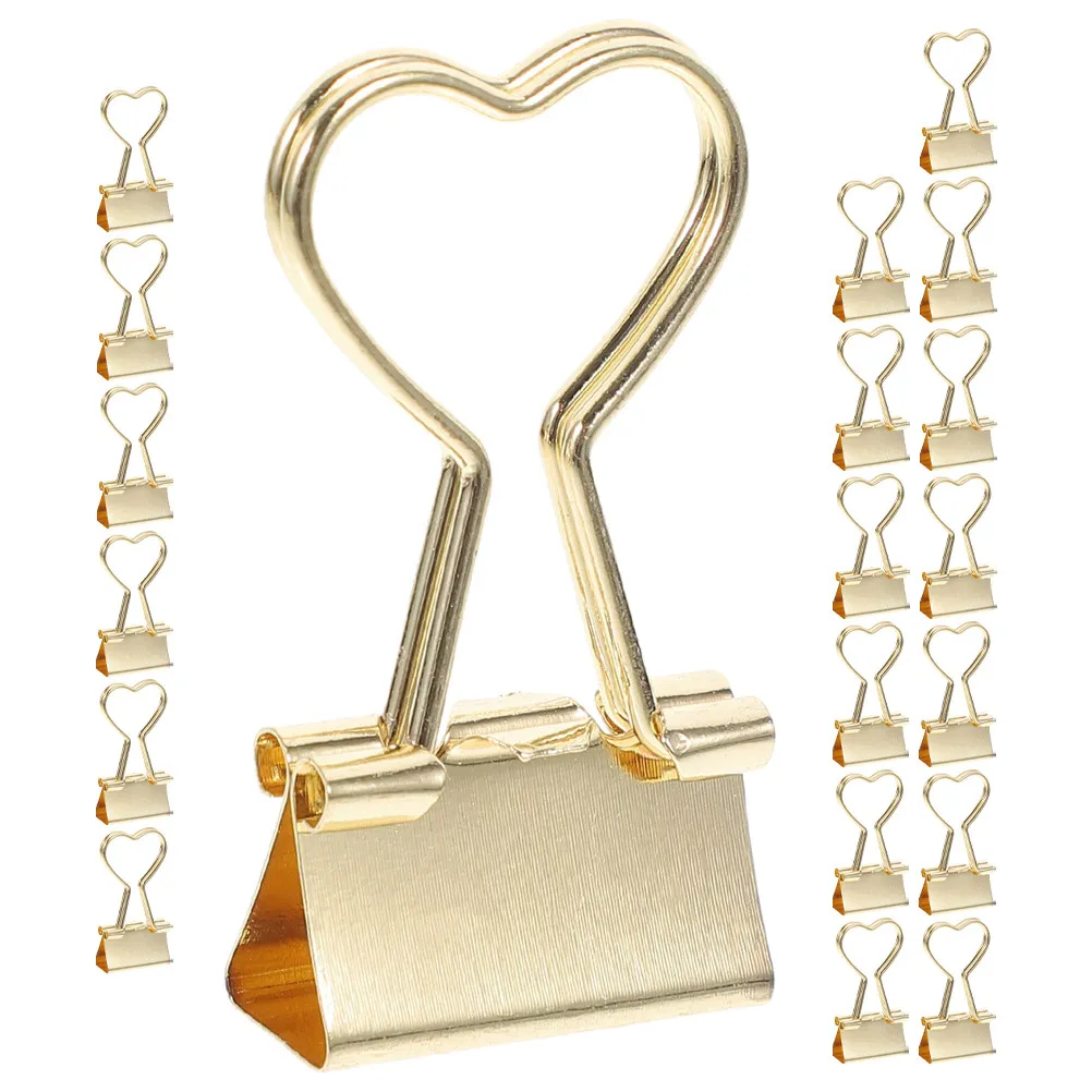 20Pcs Long Tail Clips Cute Metal Heart Shaped Binder Clips Small Size for Office Study Document Organization Journal Scrapbook