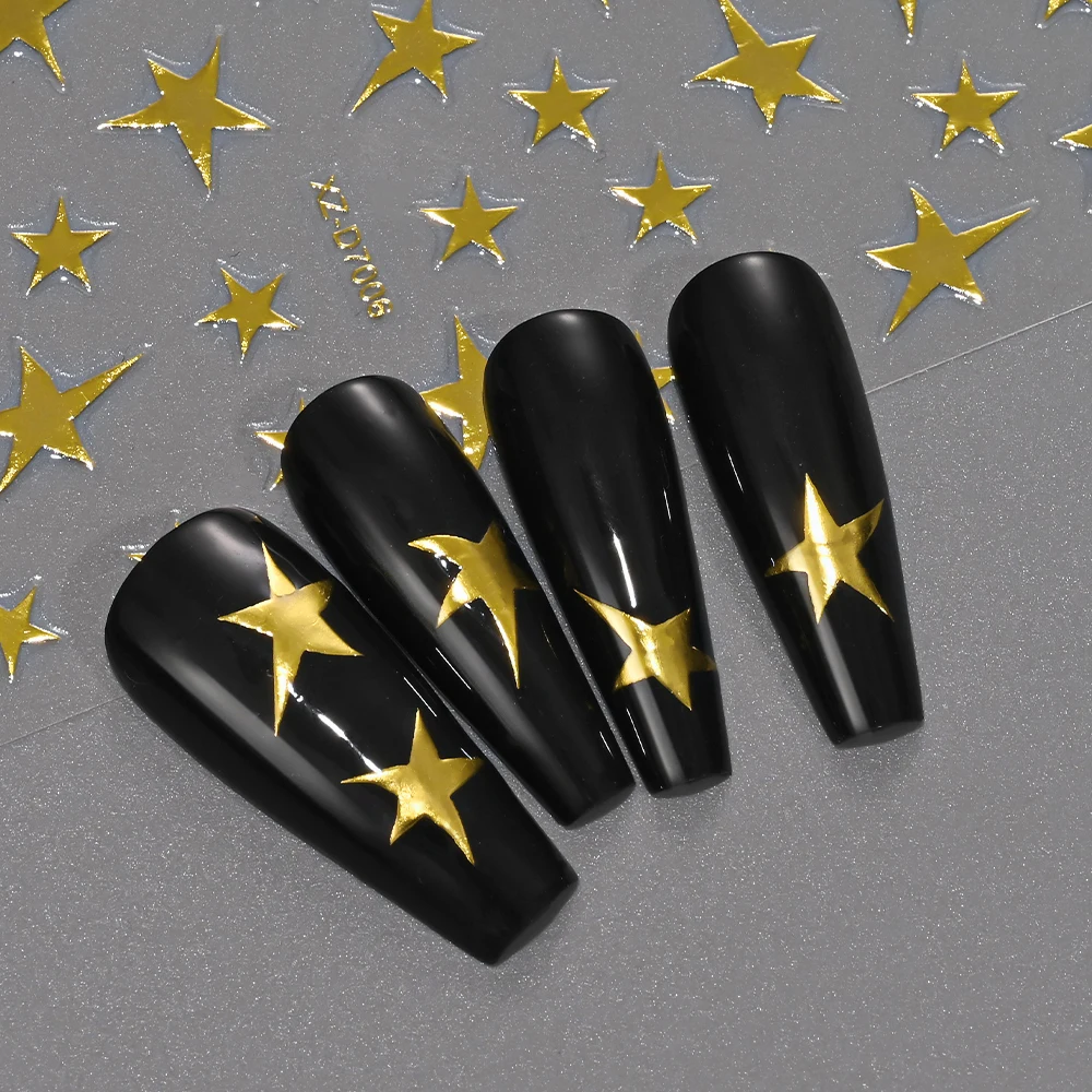 1개 3D 골드 프렌치 스타일 꽃 네일 스티커 고급 데이지 꽃잎 네일 데칼 DIY 8x10cm 레트로 꽃잎 뒷면 접착 네일 슬라이더