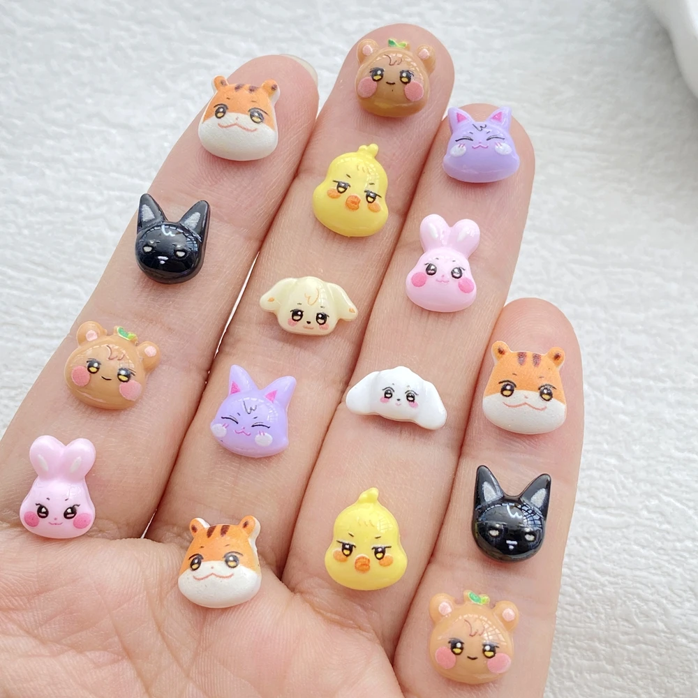 50 pçs resina misturada dos desenhos animados mini gatos, coelhos, filhotes e ursos arte do prego parte traseira plana strass scrapbook diy jóias artesanato
