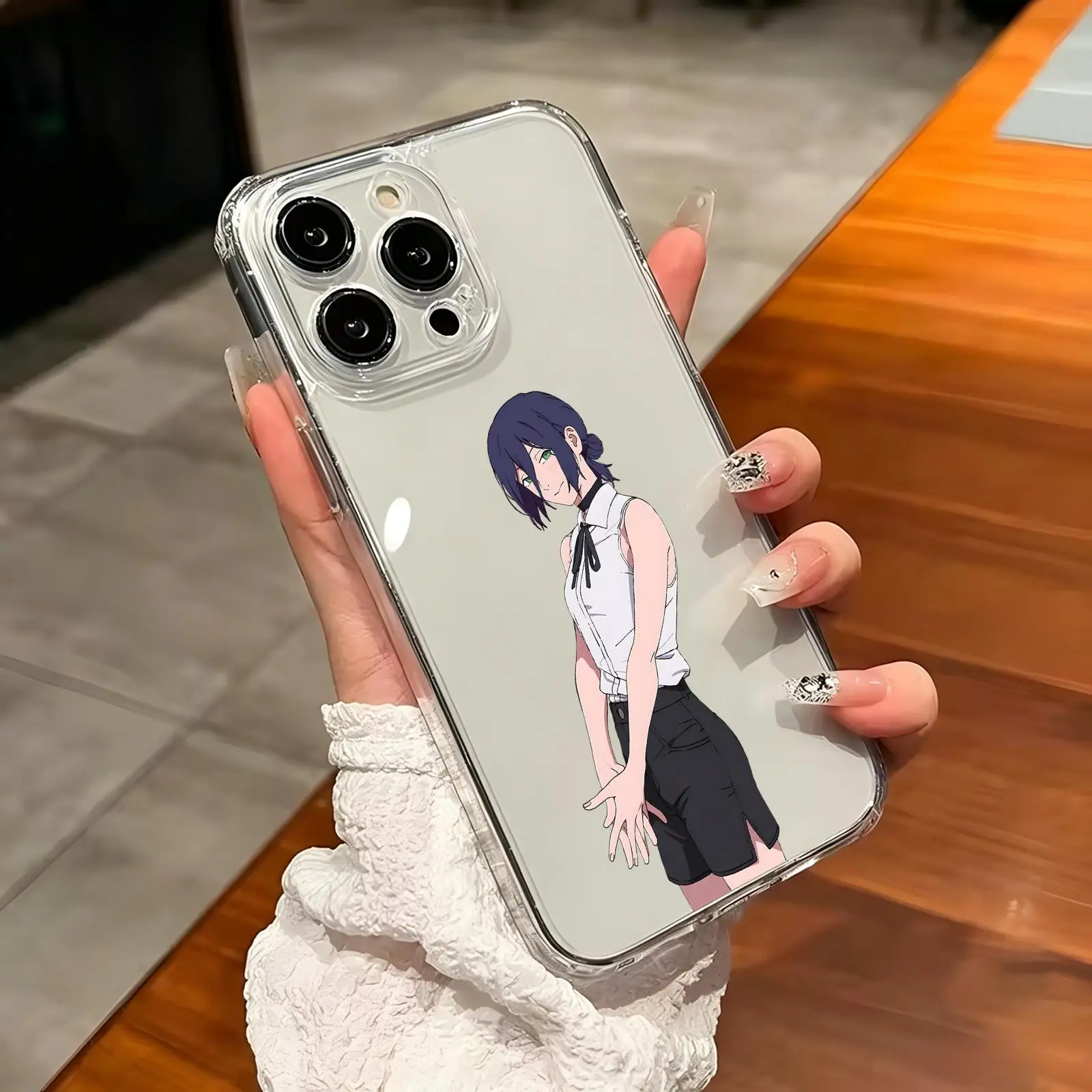 Phone Case Anti-Yellow Transparent Soft Silicone Shockproof Case for iPhone 17 16 15 14 13 12 11 Pro Max Anime Chainsaw Man