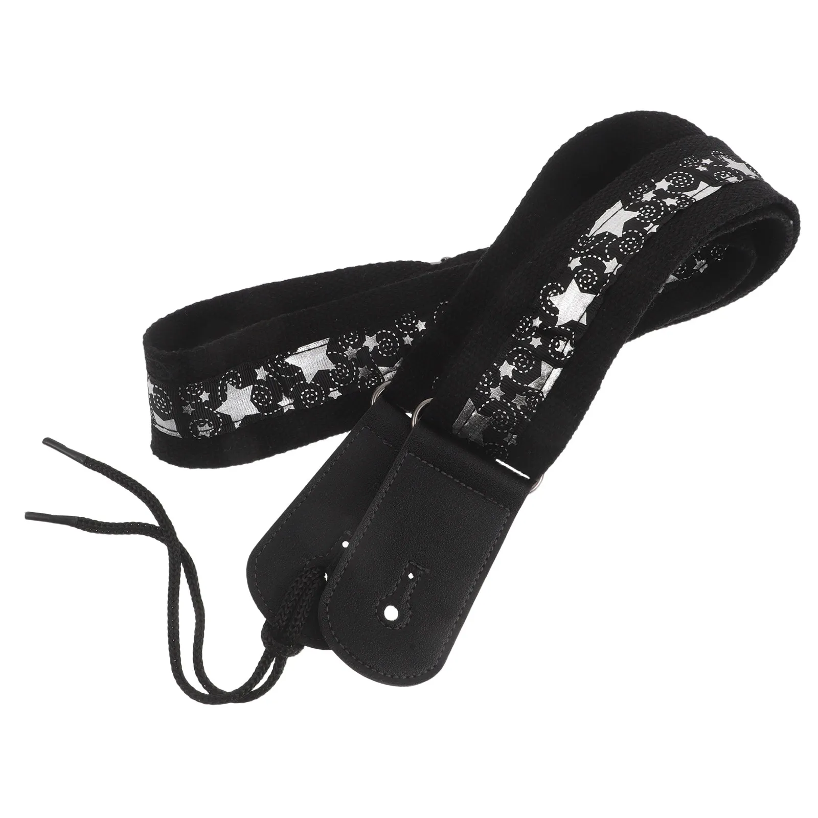 

Vintage Style Guitar Strap 48 Inch Adjustable Wide Padded Shoulder Belt Black Gold Star Pattern for Electric Bass Acoustic