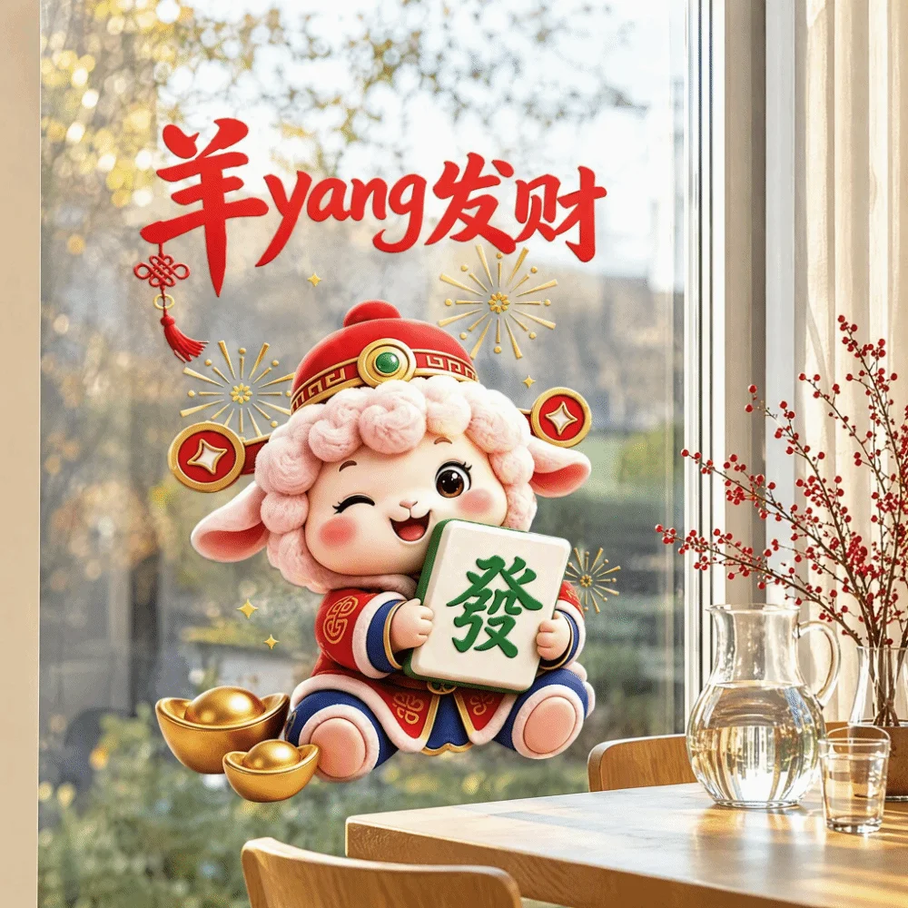 Waterproof 2027 Static Cling Decal DIY Removable Static Goat Year Glass Window Sticker Small Festive Atmosphere Door Stickers