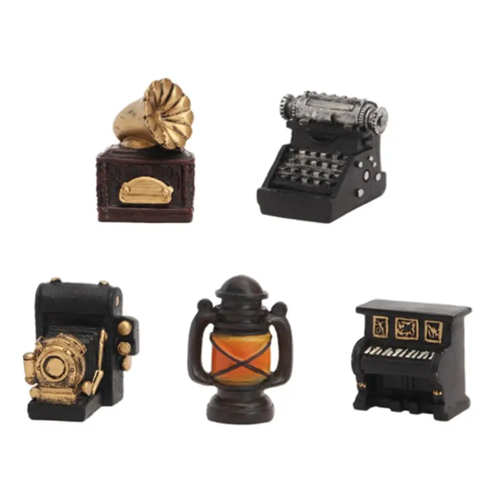 5 Pcs Retro Home Appliances Resin Model Miniature House Supplies Figurines Mini House Room Box Decor Props