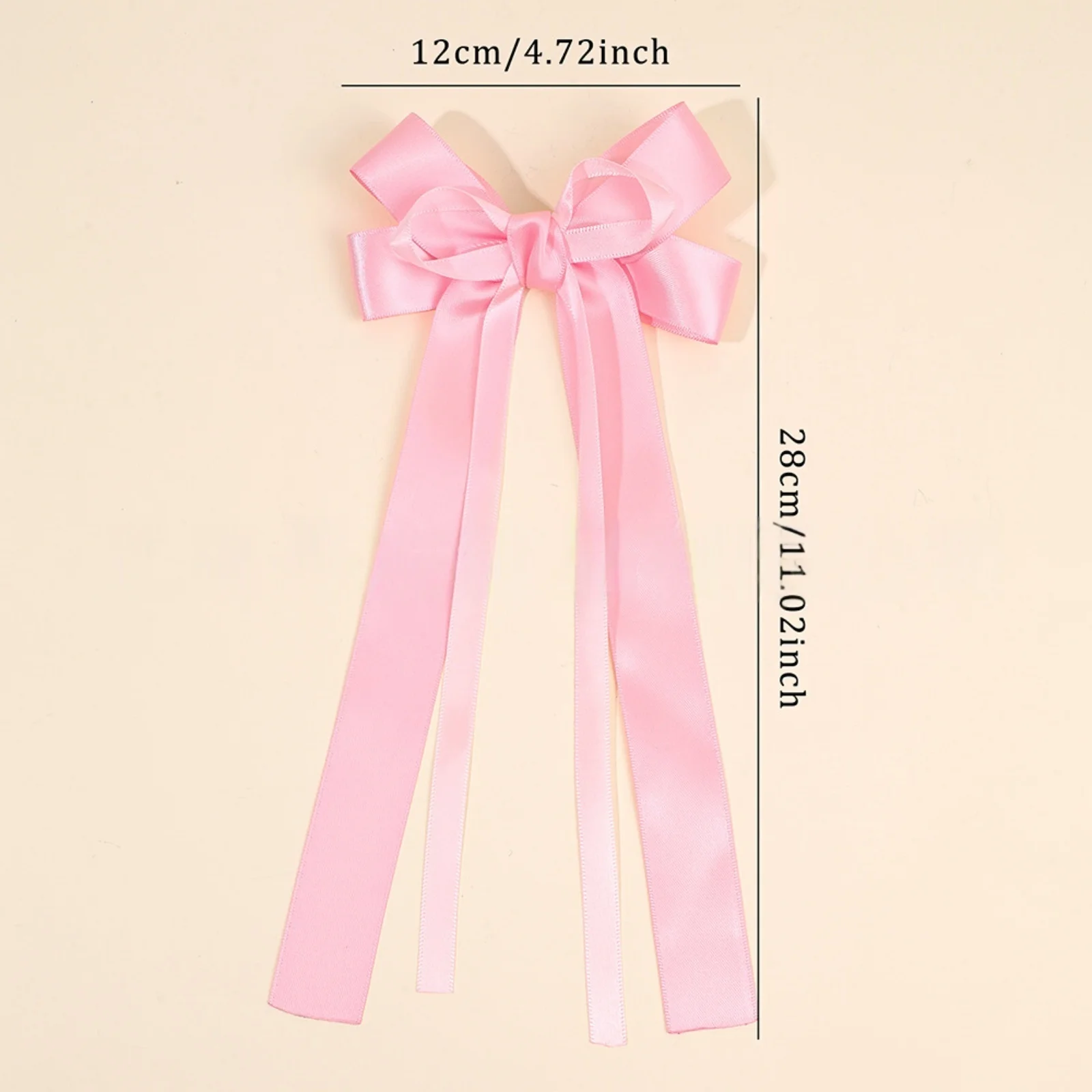 2pcs Long - Ribbon Bow Hair Clips for Girls, 4 - Piece Set in White, Pink, Beige & Burgundy, Sweet Hair Accessories for Kids
