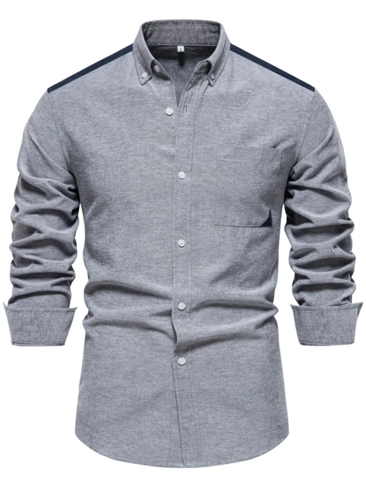 

Мужская футболка из оксфордской ткани, весна 2024, повседневная, длинный рукав, однотонная, модная, свободного кроя, топ, другая марка, 725