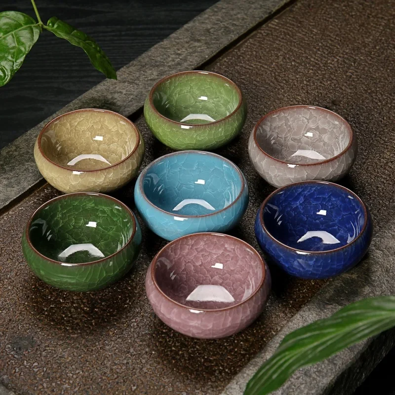 1pcs Ice Cracking Style Ceramic Tea Cup Pottery Espresso Coffee  Cups Porcelain Kung Fu Teacup Ceramics  Cute Cup  Wholesale