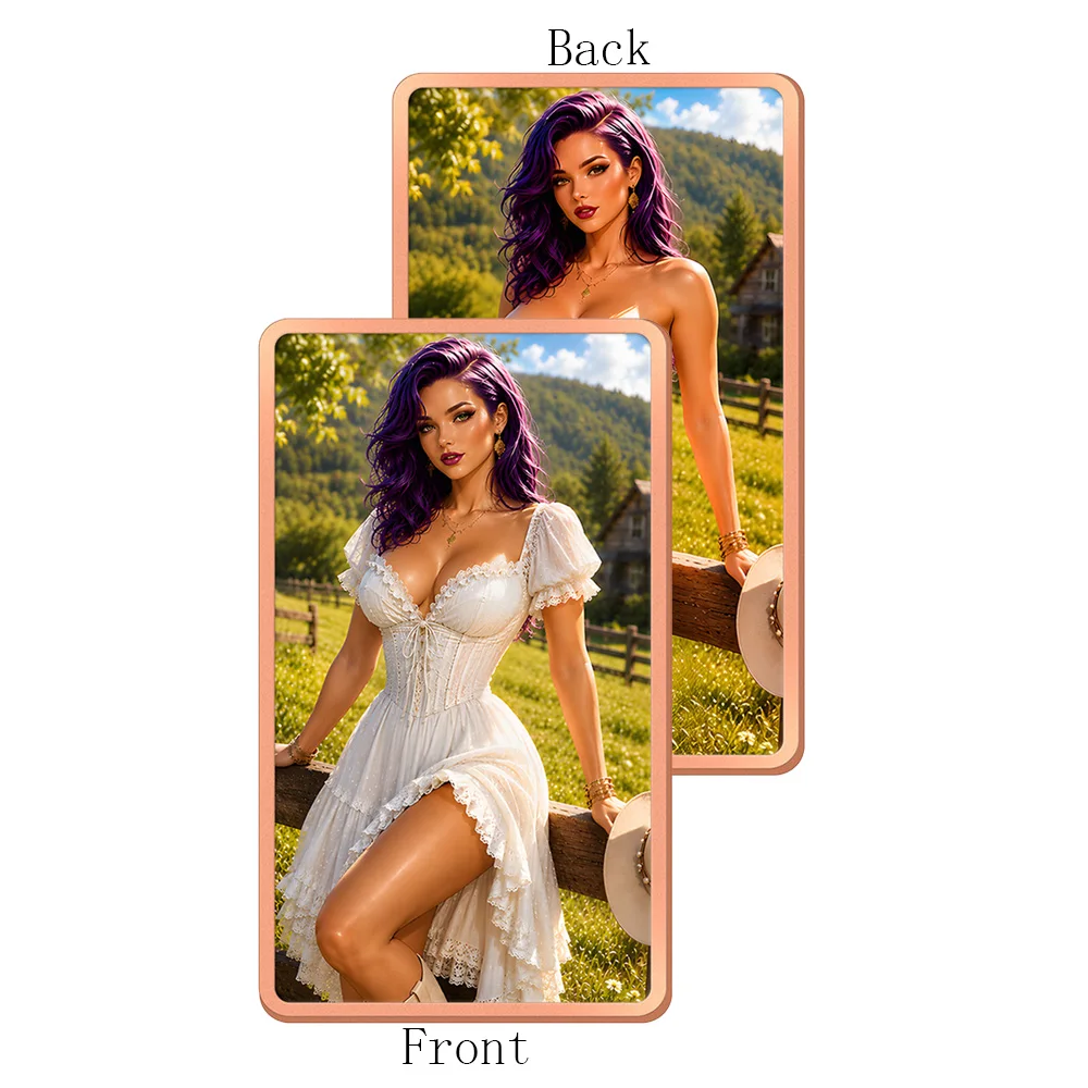 1 oz .999 Fine Copper Bar Cowgirl Pin-Up Girl with Purple Hair Color Print Bullion Pure Copper Bars Beauty Bar Collection