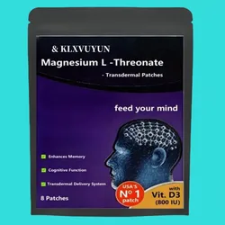 Magnesium L -threonate, Vitamin D3- Promotes Brain Health, Enhances Memory, Concentration & Cognition, Energy Transdermal Patch