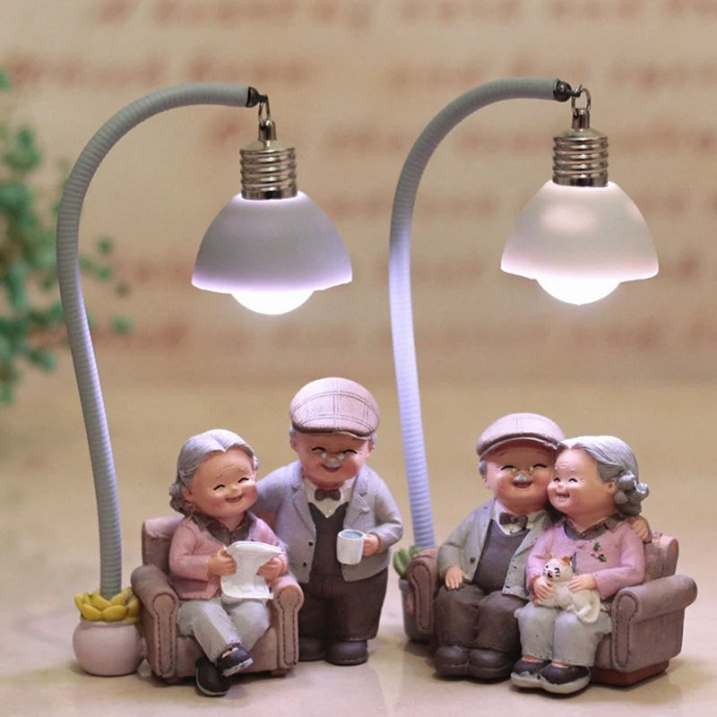 Ornements créatifs de veilleuse de couple, cadeau de travailleurs de mariage de Léon, décor à la maison, ornement romantique de résine, artisanat d'art-A