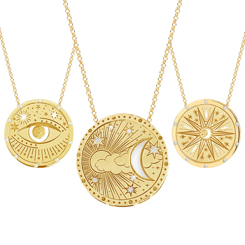 Stainless steel new simple tarot tag pendant necklace ins cold style sweater chain necklace 18K