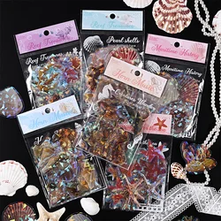 45 pcs/pack Pearl Sea shell PET Stickers Adhesive Materials DIY Scrapbooking Decor Junk Journal Collage Stationery Diary Sticker