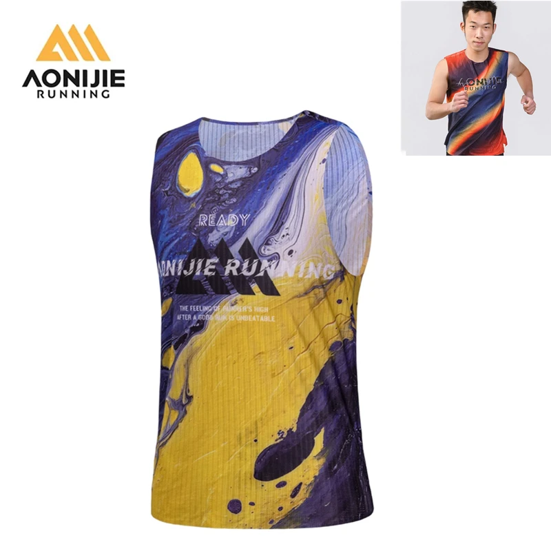 AONIJIE FM5263 Men's Marathon Running Tank Top Lightweight Quick Drying Breathable 3D Tailoring Durable Vest for Daily Training