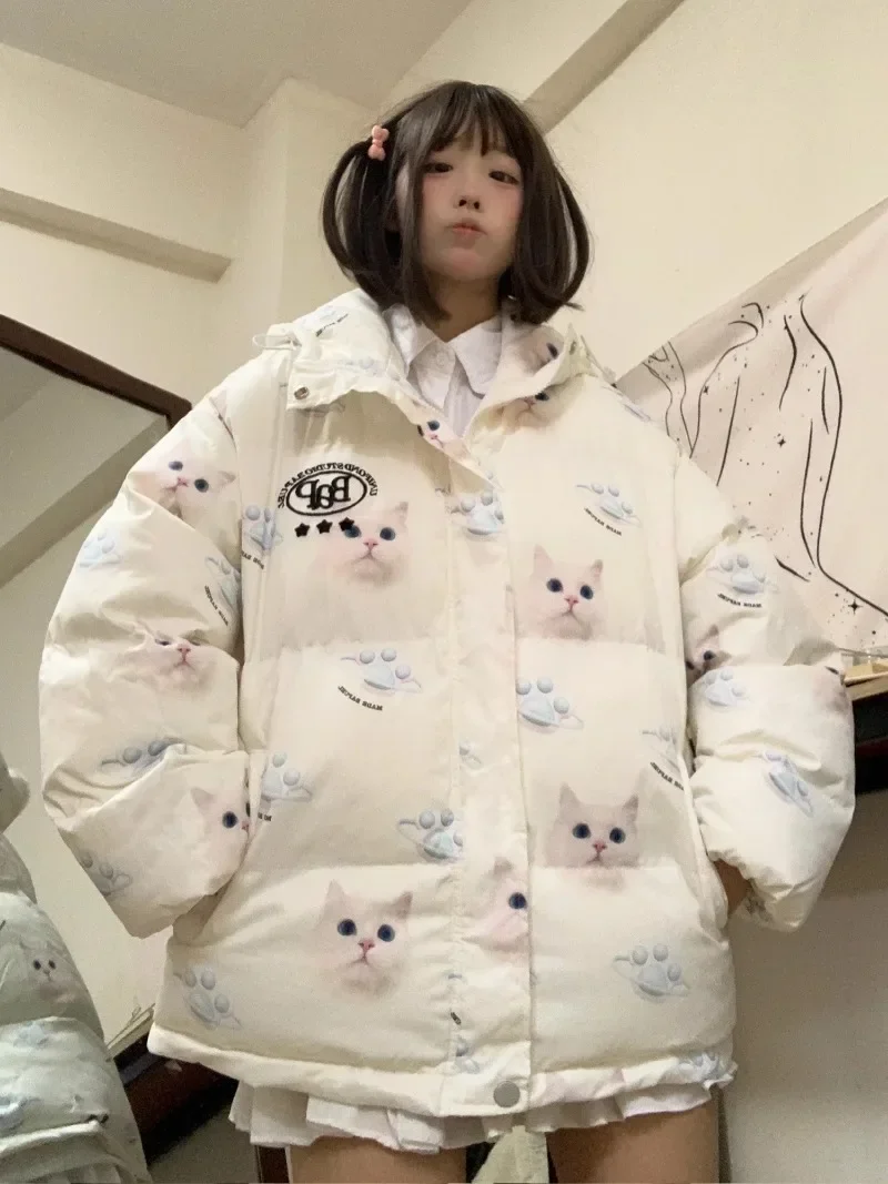 2024 New Winter Cute Hooded Japanese Original Cartoon Cotton Multitone Fashionable and Versatile Show Off Weight Clothe for Girl