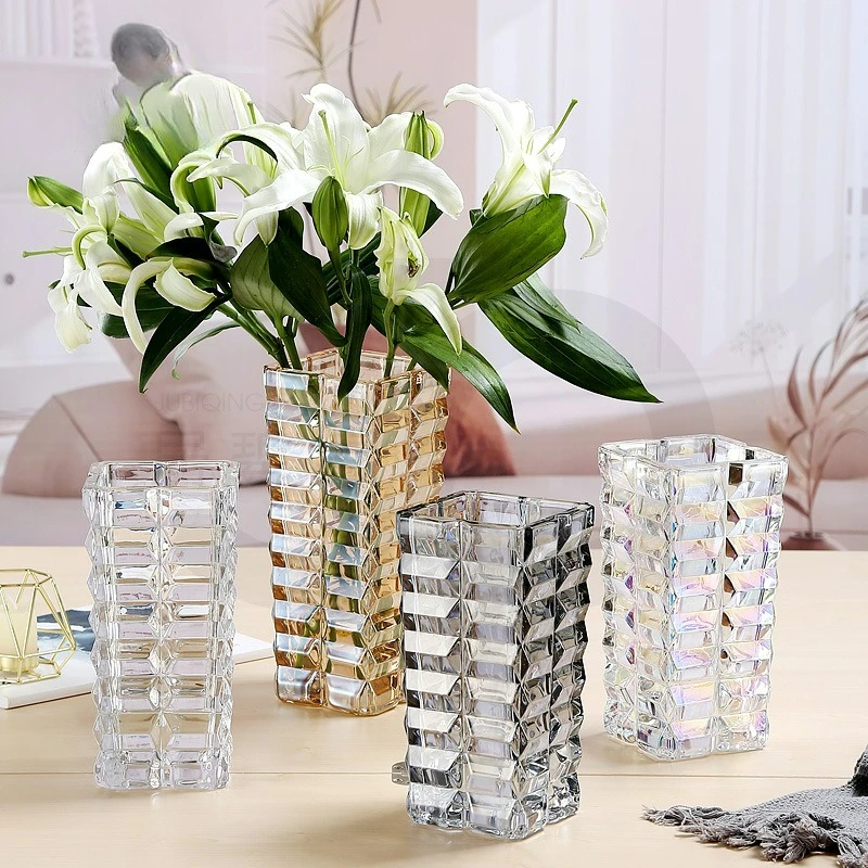 Light Luxury Crystal Glass Vase Diamond Modeling Design Creative Living Room Desktop Model Flower Arrangement Decorative Ornamen