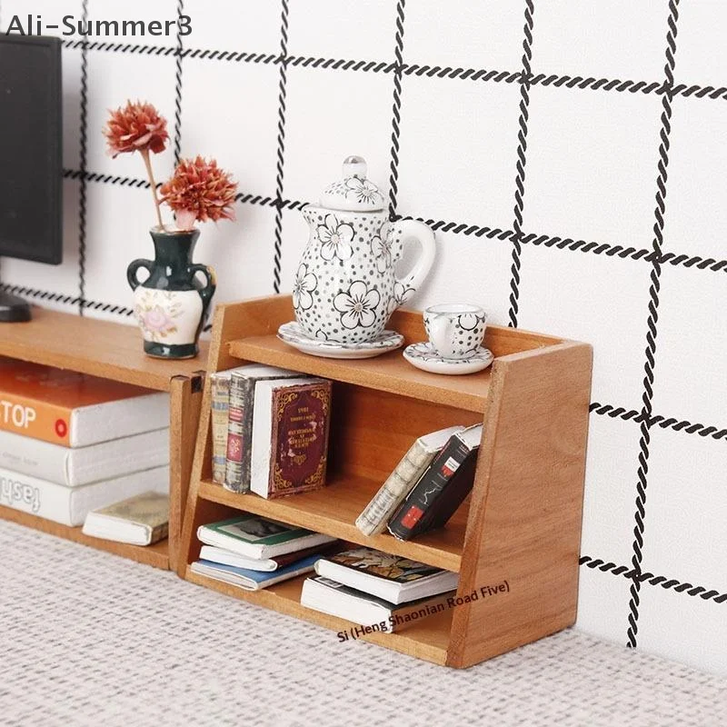 1 個 1:12 ドールハウスミニ桜材ディスプレイ棚キャビネットミニチュア収納ラックドールハウス家具モデルおもちゃ