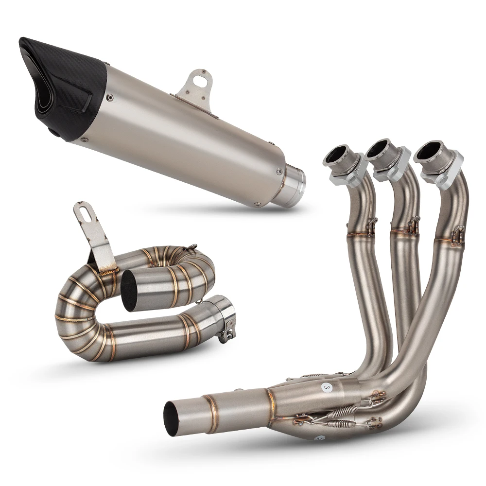For Street Triple 765 765RS 765R 765S Motorcycle Exhaust System Full Set Modify Front Middle Link Pipe Carbon Tip Muffler Racing