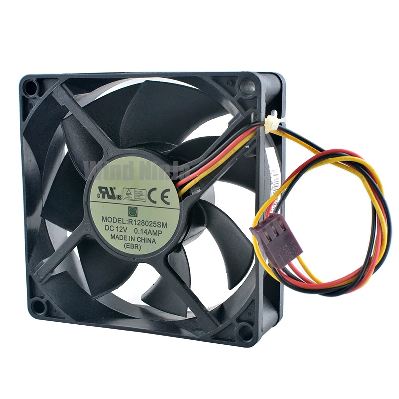 (2pcs) R128025SM 8025 80x80x25mm DC12V 0.14A 3-Pin Speed Monitoring Quiet Cooling Fan for Chassis CPU Power Supply