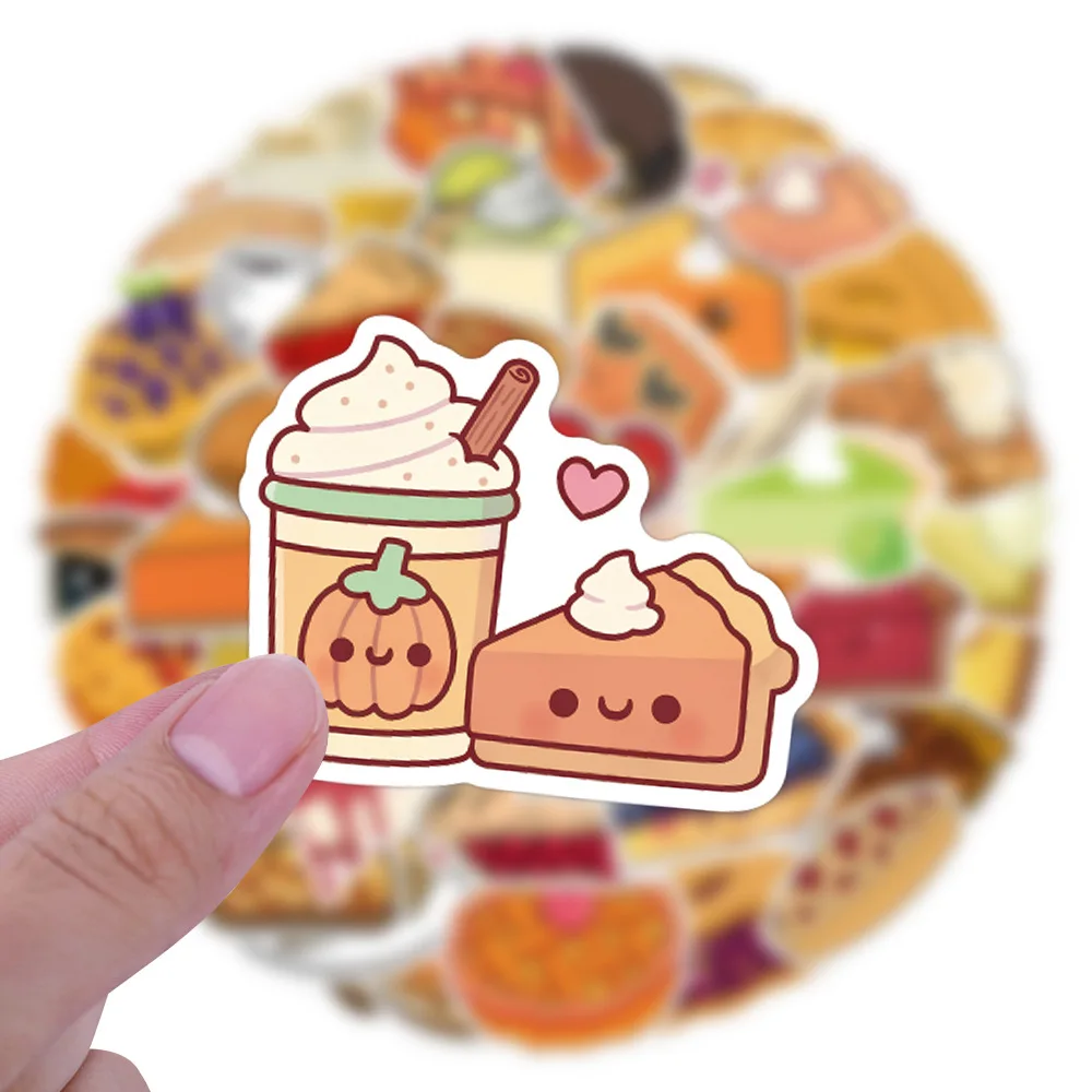 

10/30/55PCS Cartoon Snack Cake Pie Creative Funny Graffiti Stickers Decorative Water Cup Guitar Laptop Suitcase Decal Kids Toy