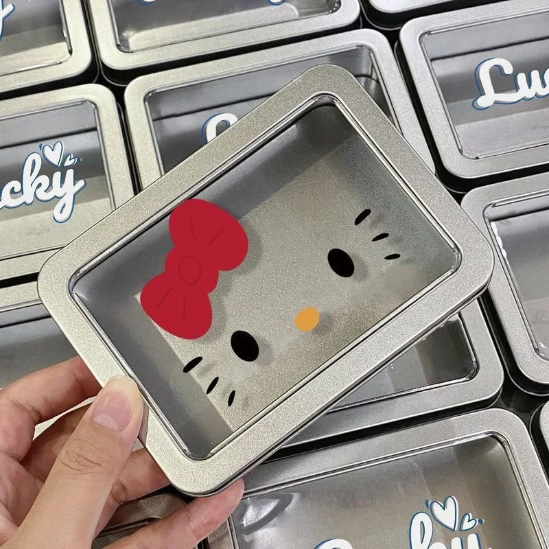 

Аниме-бокс Hello Kitty: Матовая маленькая железная коробка в стиле Ins, витрина с окном, серебряный футляр для хранения карточек, органайзер для игрушек