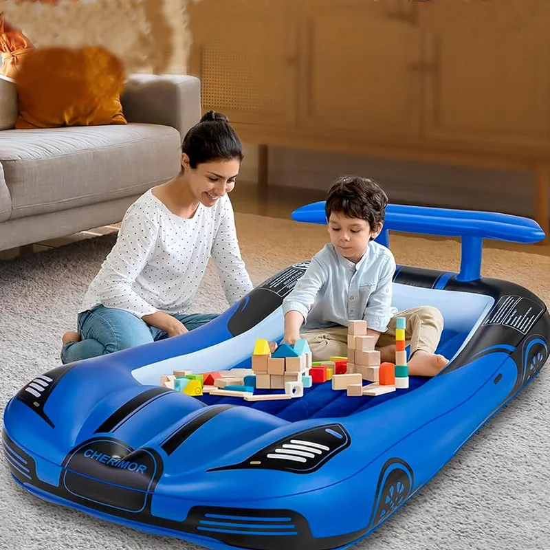 

Гоночная надувная кровать для малышей, дорожная кровать в помещении, портативный детский надувной матрас