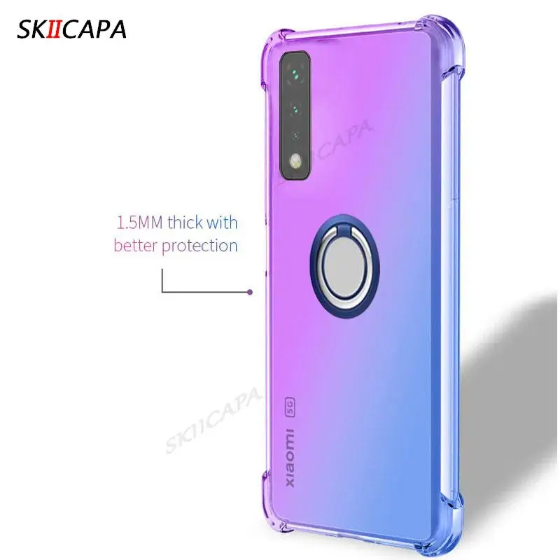 For LG Stylo 7 6 5 Gradient transparent soft silicone phone case for LG Velvet 5G Q61 Q60 Q51 Magnetic finger Ring Holder Cover view 3
