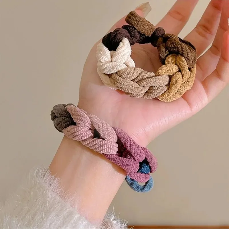 Simple Basic Elastic Hair Bands Ties Thick Hair Scrunchie Macaron Bowknot Ponytail Holder Rubber Bands Headband Hair Accessories