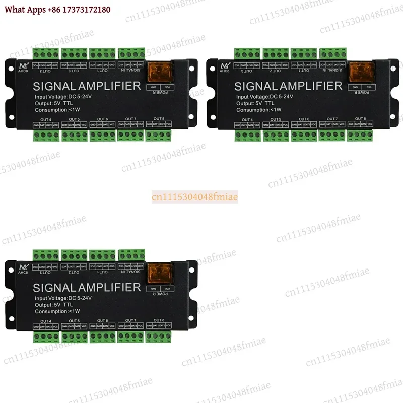 AAAEL-3X 8CH LED Strip Signal Amplifier WS2812 5V SPI TTL Output For WS2811 WS2815 SK6812 Pixels Light DC5-24V