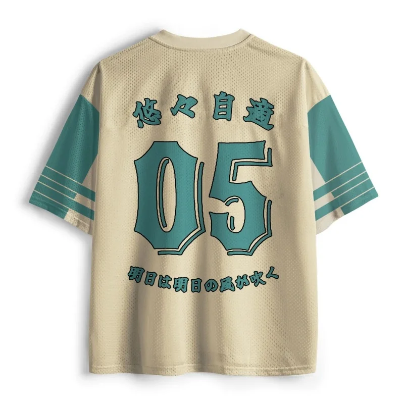 Unisex Ukiyo-E Cat Koi Fish Football Jersey Japanese Floral Art Print V-Neck Number 05 Short Sleeve Sports Tee