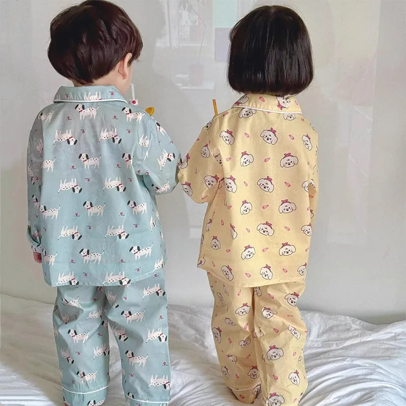 New Children's Homewear Pyjamas Set Baby Sleepwear Pijama Solid color Pajamas Suit Boys Girls Sleep Set Autumn Kids Loungewear