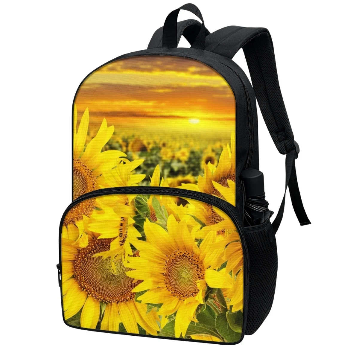 FORUDESIGNS Starry Night Sunflower Design Schoolbags Student Bookbags Storage Multi Pocket Backpacks Travel Classic Storage