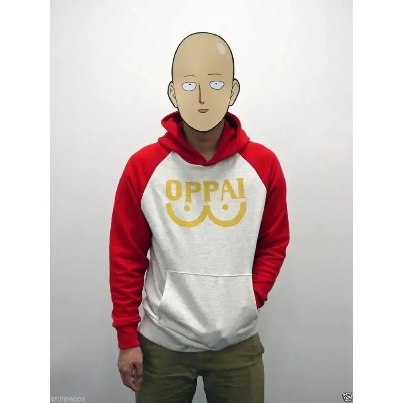 One punch man Saitama Oppai hoodie sweatshirt cosplay costume cotton hooded anime hoodies pullover with cap