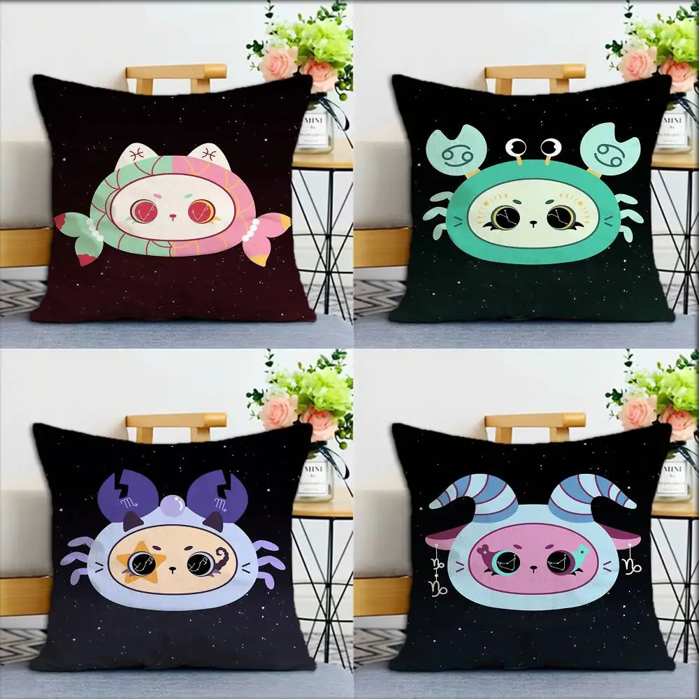 

The 12 Zodiac Signs World Various Sizes Square Pillow Case For Car Home Bedchamber Decor