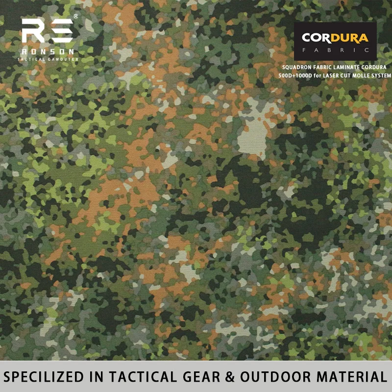 

NFP зеленый камуфляж 500D + 1050D ламинированный эскадрильон тактический жилет ткань нейлон Cordura лазерная резка Molle система сумка прочное использование