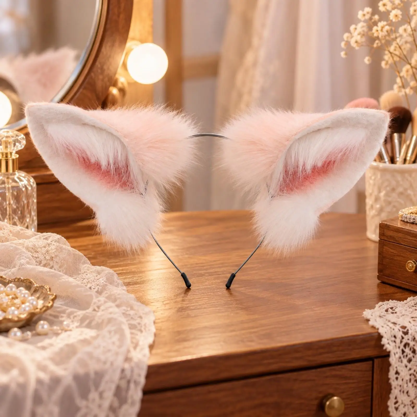 Lightweight Plush Cosplay Headband with Animal Ears for Themed Photo Shoot Styling