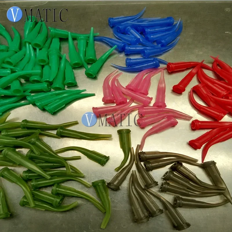 22G إبر ذات طرف منحني صناعي 100 قطعة | نصائح توزيع PP الزرقاء لبنادق الغراء على طراز TT (0.41 مم معرف × 25 ° بزاوية) #4