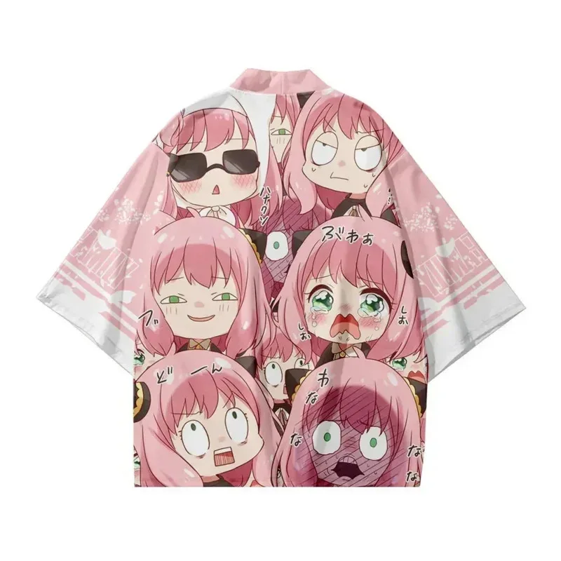 Anime SPY×FAMILY Japón kimonos Ania Haori dibujos animados Cosplay camisa abrigo mujeres hombres ropa de verano niños niñas pijamas x;3, v'6.f;9