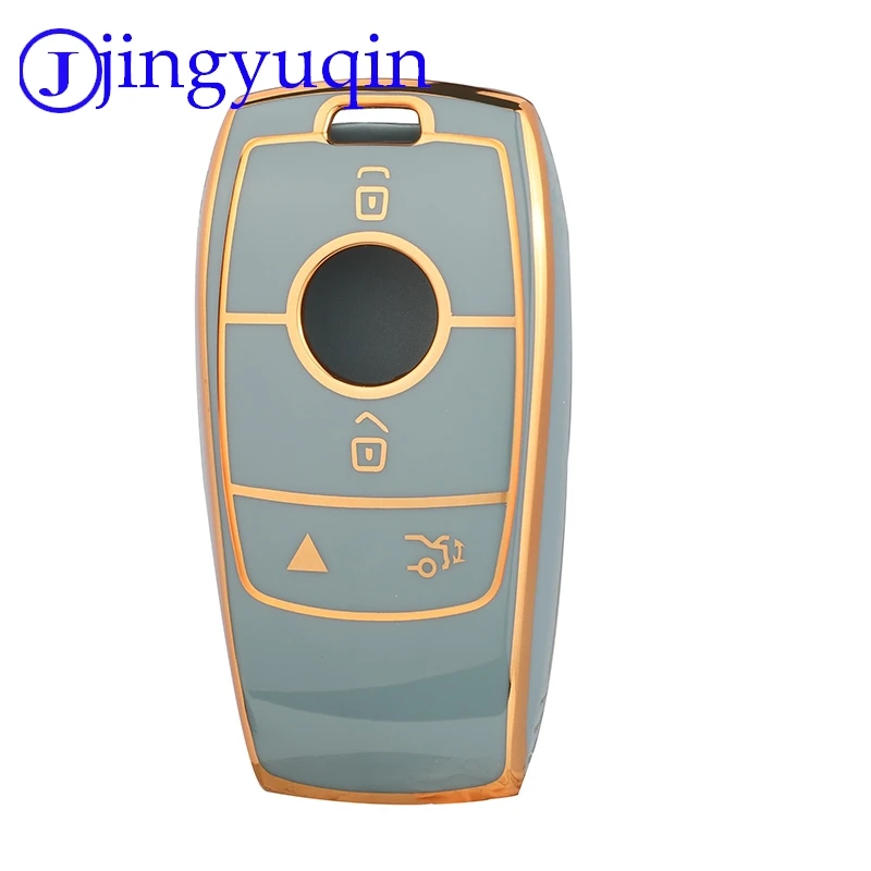 jingyuqin New TPU Car Remote Car Key Protective Shell Case Cover For Mercedes-Benz E, 4 buttons,  gold trim black, white, gray