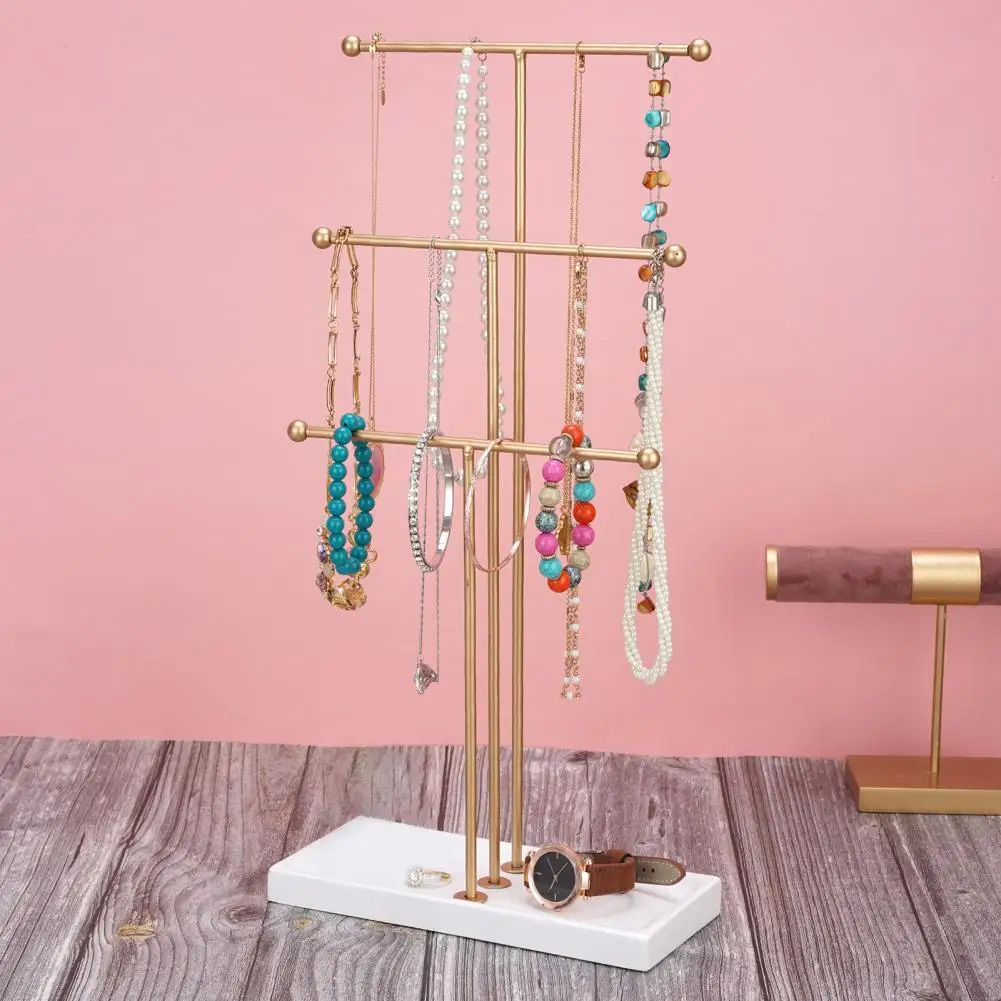 Portable  Steady T-shaped Jewelry Organizer Stand Wide Application Jewelry Display Rack Space-saving   Home Use
