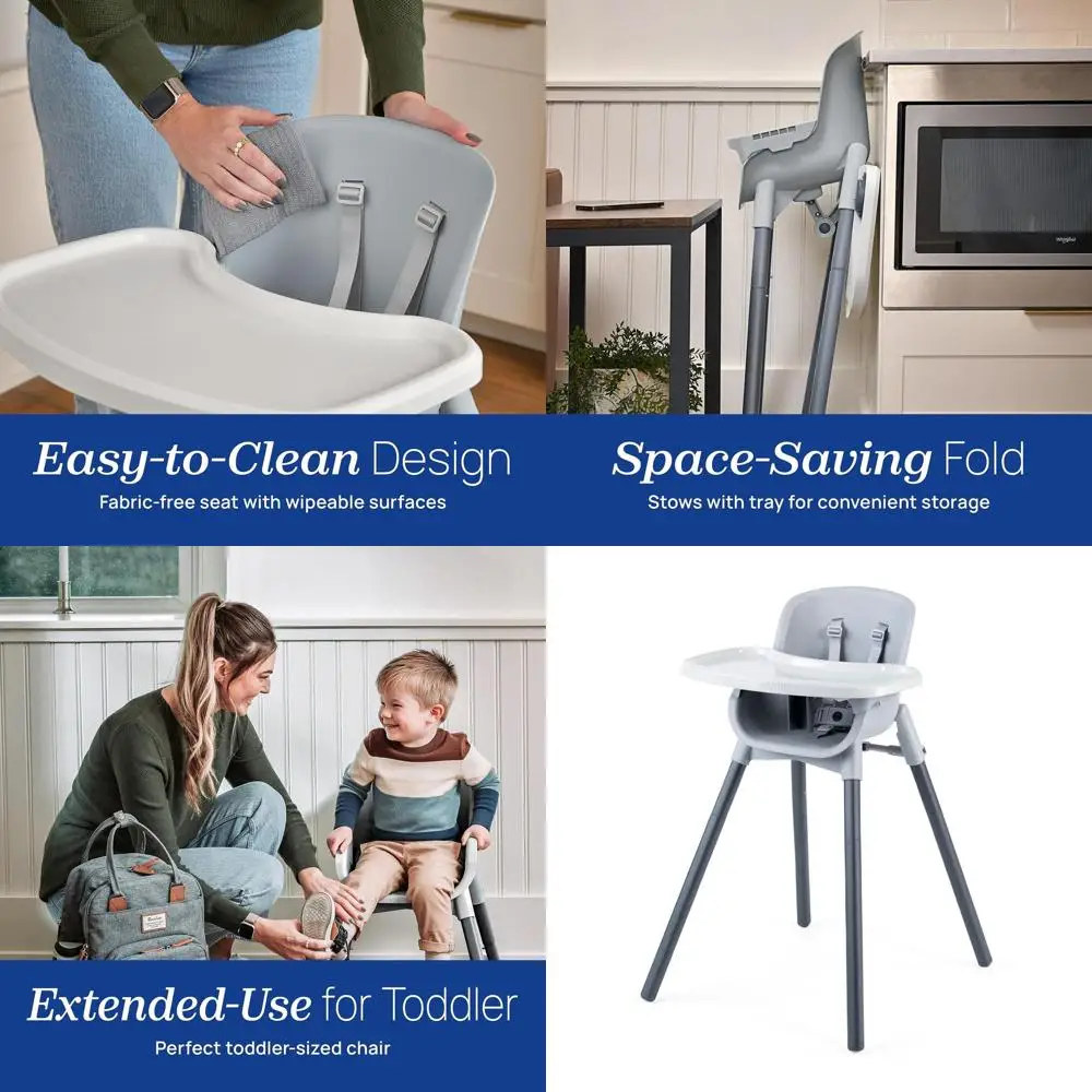 

Многофункциональный стульчик 4-в-1: для кормления, для малышей, для детей постарше, легко чистится - солоноватый/серый