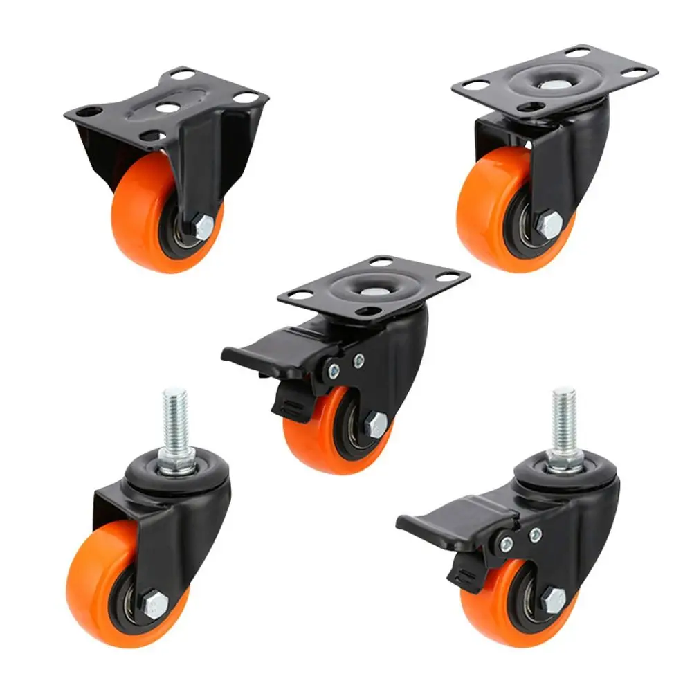 PVC Caster Wheels Swivel Castor Wheels 2/2.5/3inch Metal Mounting Plate Furniture Caster Wheels Non-Marking Wheels