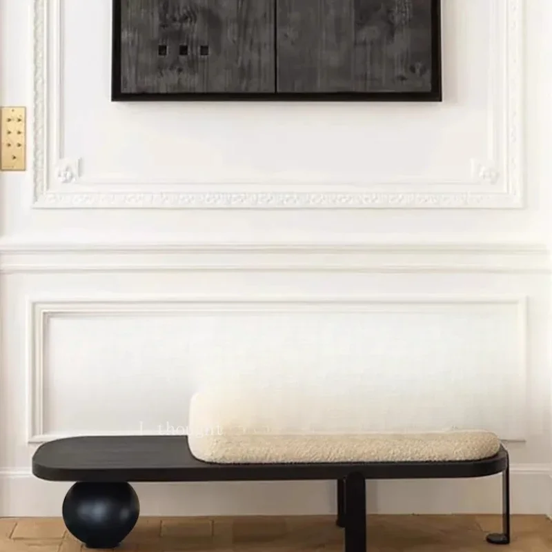 

Nordic solid wood sofa bench