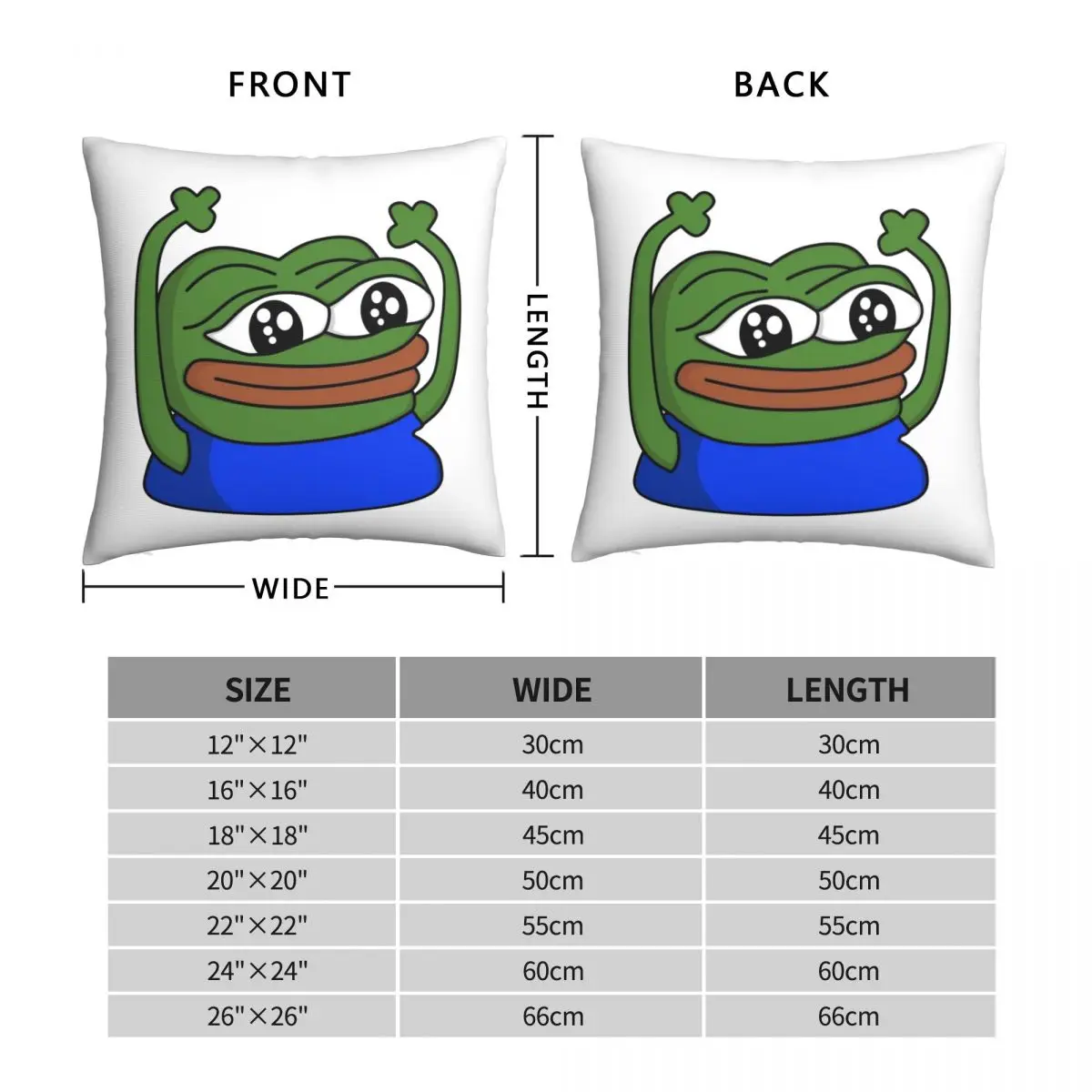 HYPERS PepeHype Pillowcase Polyester Linen Velvet Pattern Zip Decor Pillow Case Home Cushion Case