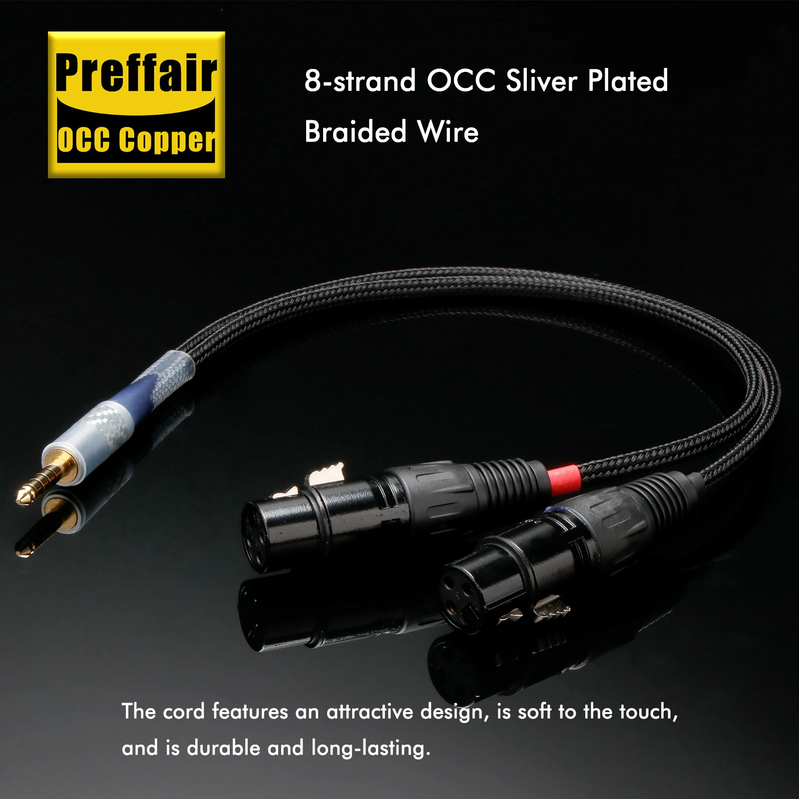 Preffair 8-adriges 4,4-mm-Stecker auf Dual 3-Pin XLR Buchse Audio-Adapterkabel für Audio-/Video-Systeme – Detail 2