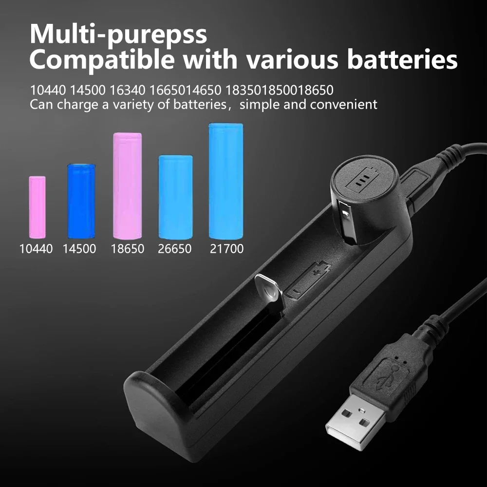 Deligreen شحن مجاني شاحن بطارية ليثيوم وهج مصباح يدوي شاحن ذكي لبطاريات 18650,1450,1044,16340 قابس USB