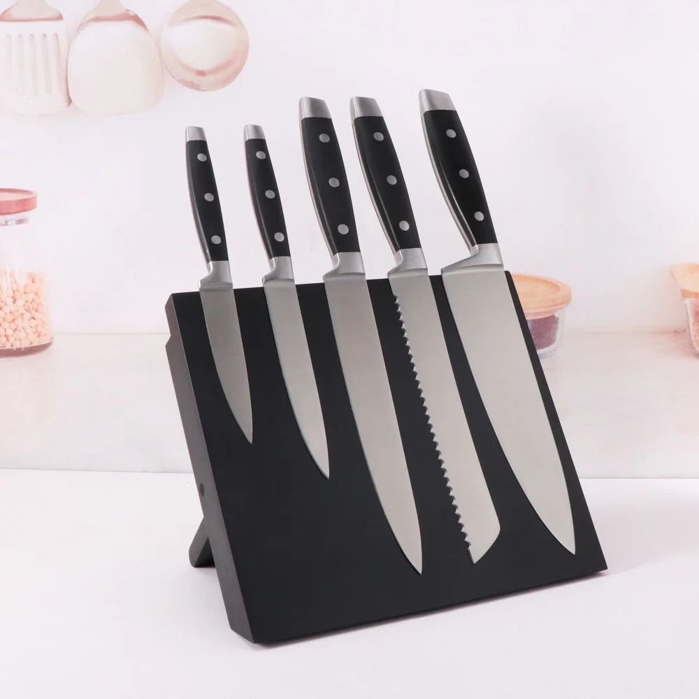 Magnet Folding Knife Holder Strong Suction Rack Wooden Spray Black Paint Without Knife Multi-Function Stand Block