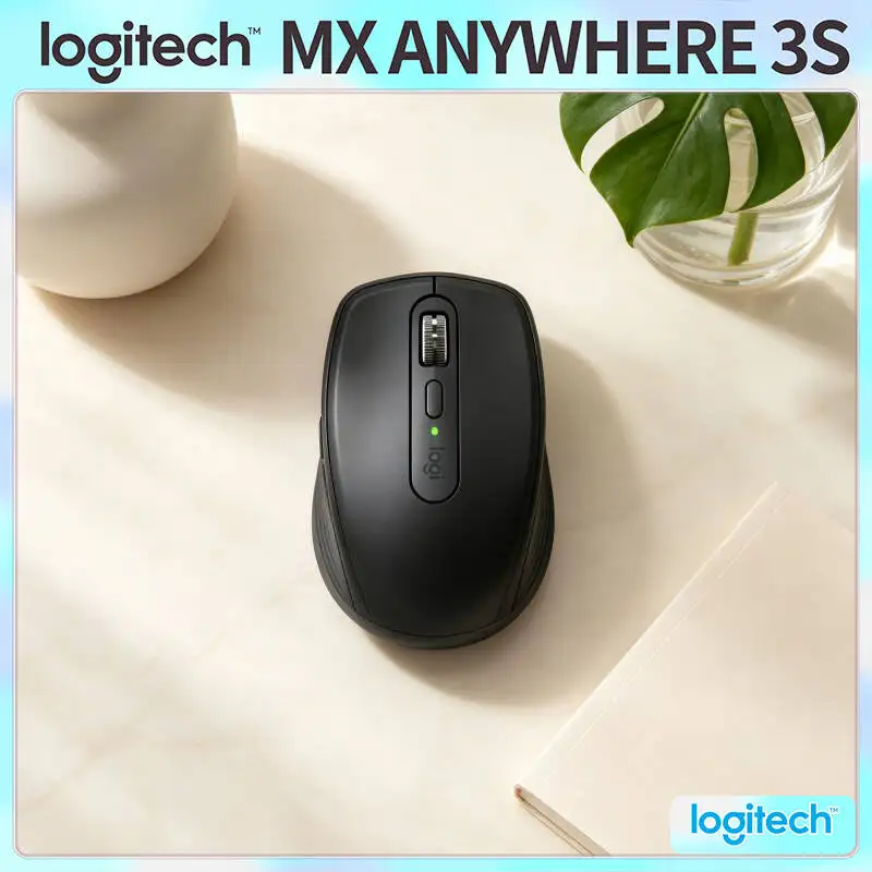 Travel MX Anywhere 3S Mouse - 8000 DPI, Hyper-Scroll, USB-C Quick Charge, Compact for Book Tour Backpack Laptop Bag Pouch