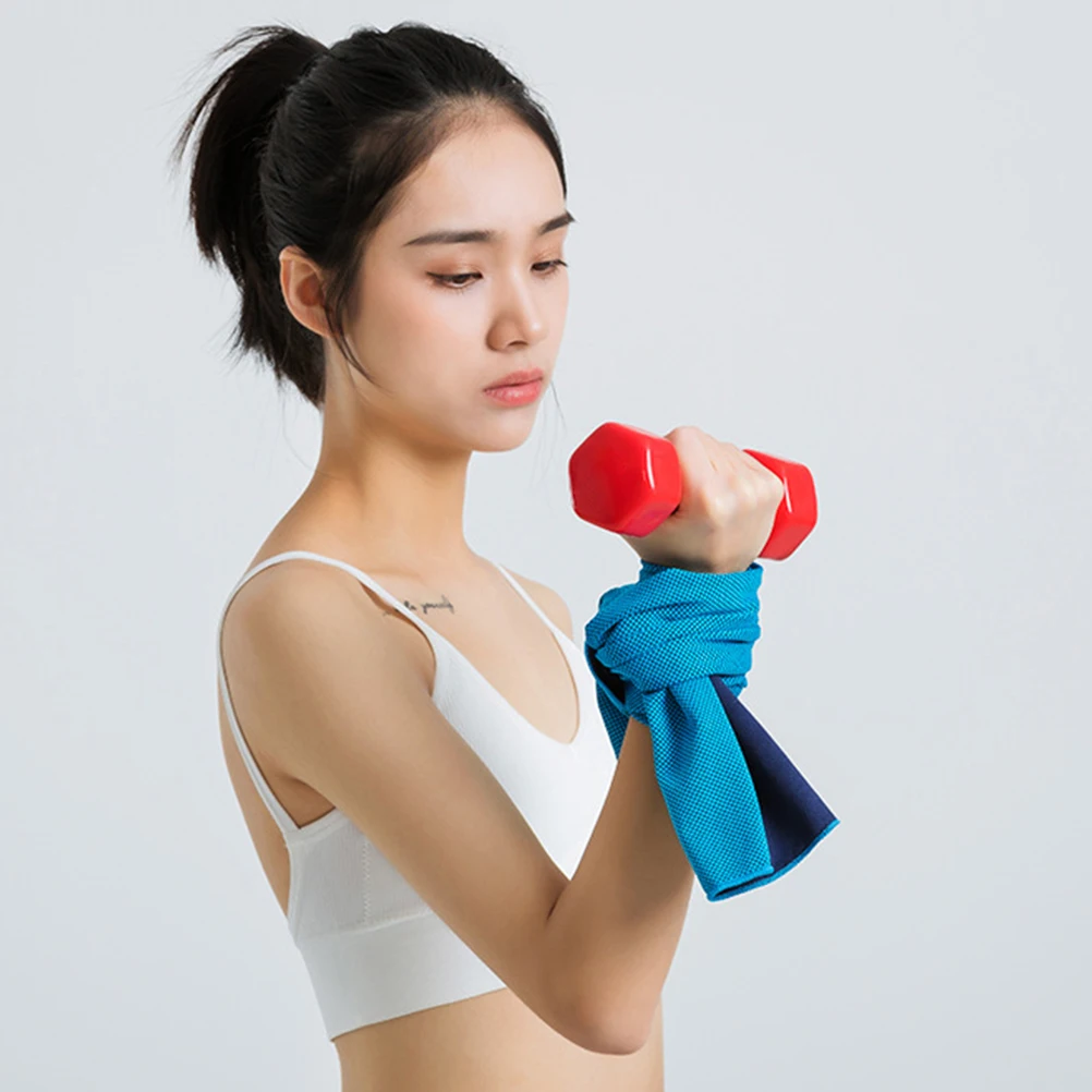 

4Pcs Cool Towel Quick Dry Yoga Gym Absorbent Travel Fiber Fitness Towel Gray Light Blue Hats