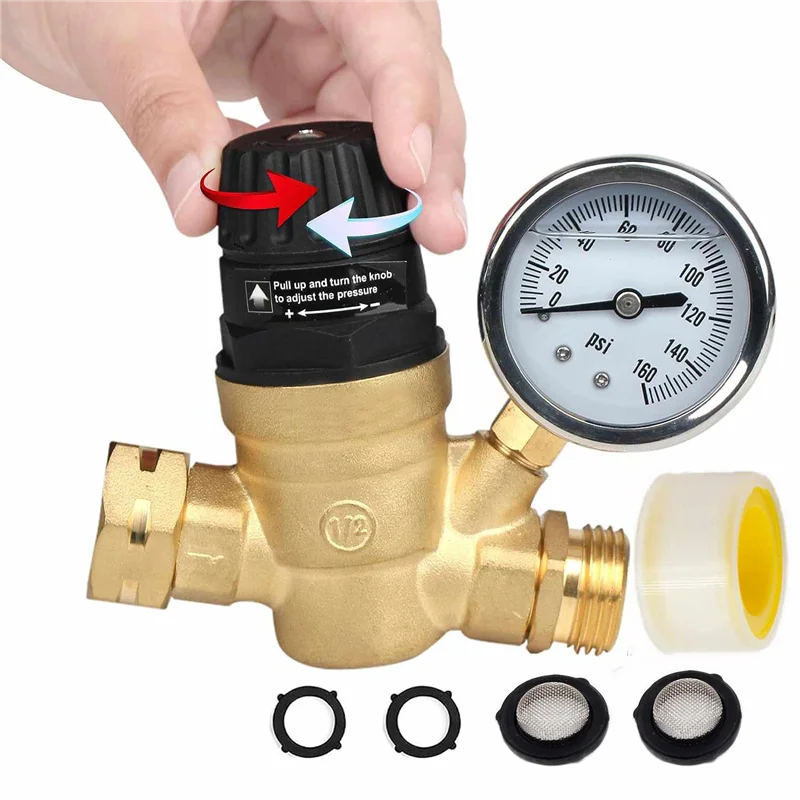 RV Water Pressure Regulator Adjustable Handle Water Pressure Reducer Water Pressure Regulator Valve for RV Campers Garden