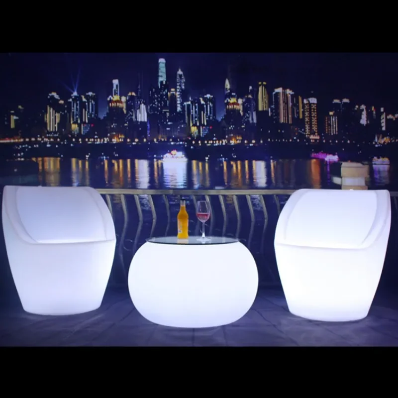 Small wine table, colorful LED combination, luminous table and chair, outdoor luminous backrest, bar stool, remote control