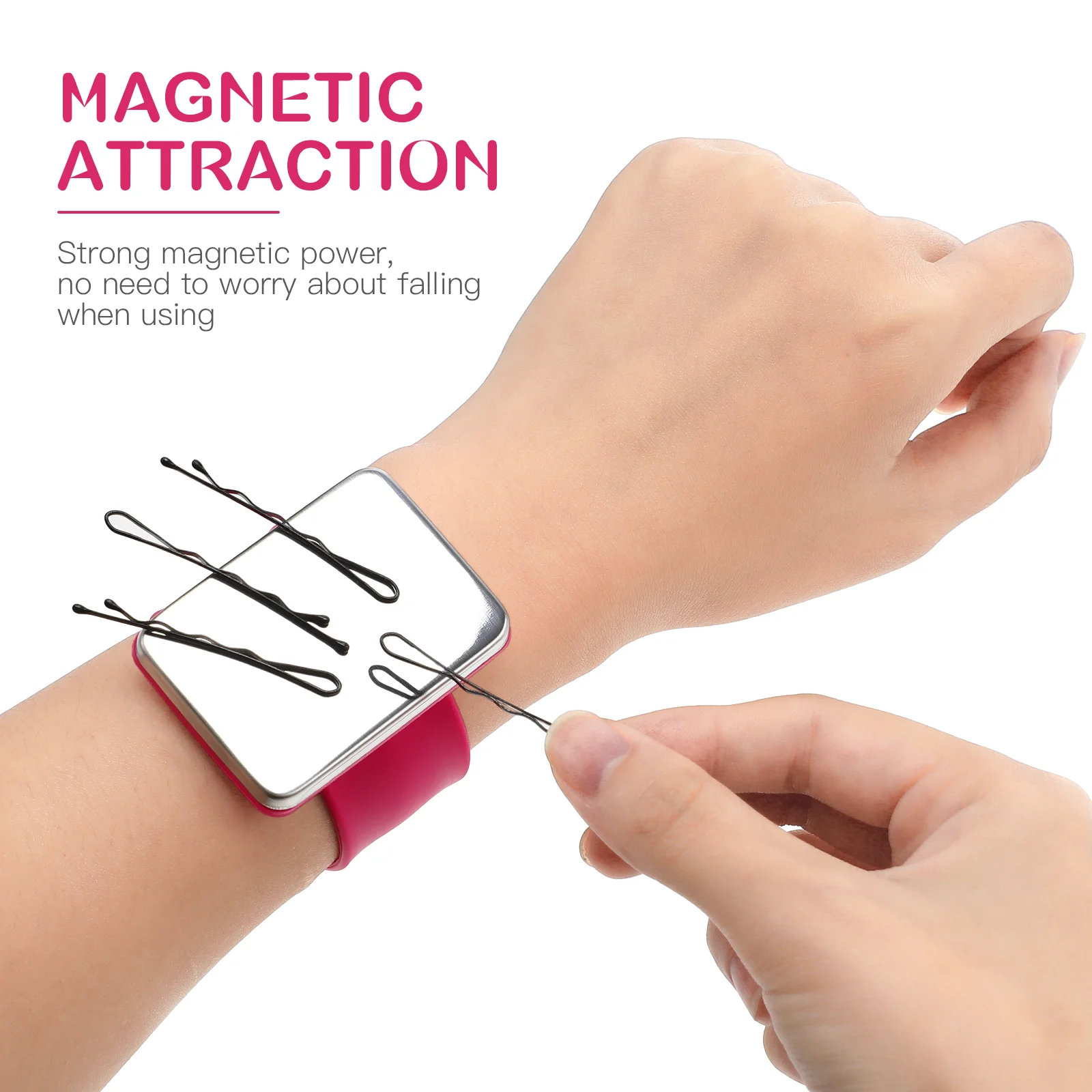 Magnetic Slap Bracelet Pin Cushion for Hairdresser Salon Premium Silicone Material Wrist Strap Holds Bobby Sewing for Home